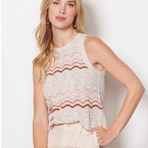 Splendid Wave Stripe Cashblend Yuma Sweater Tank Size Large